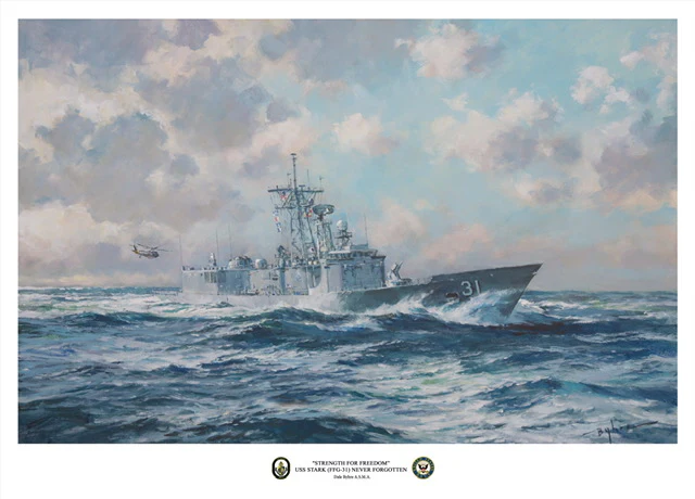 Painting of the USS Stark by Dale Byhre.