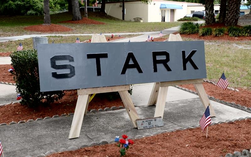17 May 2017: What remains of the former USS Stark (FFG 31). The hull plate containing the ships name has been saved and was 
                            on display for the Memorial Service.