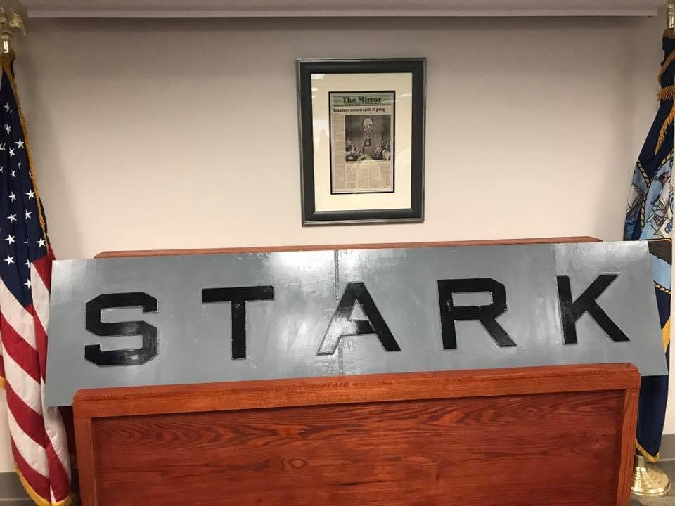 USS Stark stern plate in it's new home