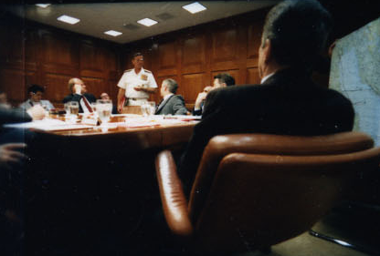 President Ronald Reagan attending the National Security Planning Group meeting on May 18, 1987.
