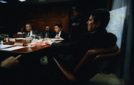 President Ronald Reagan attending the National Security Planning Group meeting on May 18, 1987.
