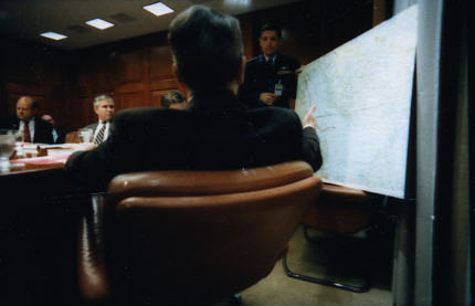 President Ronald Reagan attending the National Security Planning Group meeting on May 18, 1987.