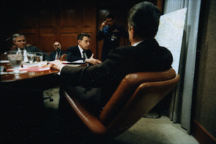 President Ronald Reagan attending the National Security Planning Group meeting on May 18, 1987.