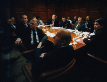 President Ronald Reagan attending the National Security Planning Group meeting on May 18, 1987.