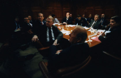 President Ronald Reagan attending the National Security Planning Group meeting on May 18, 1987.