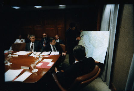 President Ronald Reagan attending the National Security Planning Group meeting on May 18, 1987.
