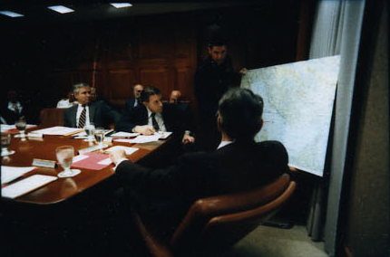 President Ronald Reagan attending the National Security Planning Group meeting on May 18, 1987.