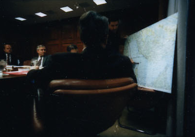 President Ronald Reagan attending the National Security Planning Group meeting on May 18, 1987.