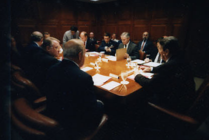 President Ronald Reagan attending the National Security Planning Group meeting on May 18, 1987.