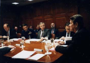 President Ronald Reagan attending the National Security Planning Group meeting on May 18, 1987.