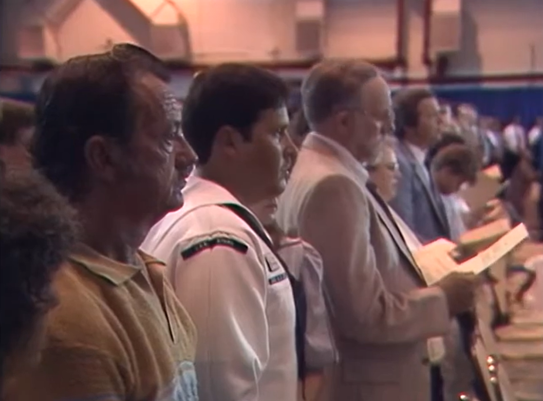 Shipmate GMM3 Bernard Martin among the family and friends at the Memorial Service.