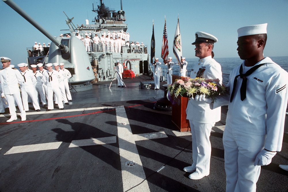 17MAY88 USS Stump DD-978:  Memorial Service to honor the 37 sailors lost aboard the USS Stark.