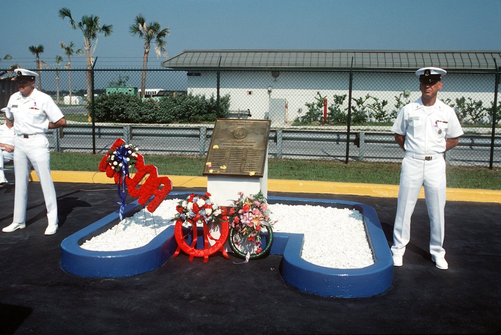 17MAY88 Naval Station Mayport Bravo Pier:  Memorial Service to honor the 37 sailors lost aboard the USS Stark.